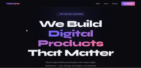Nexora landing page screenshot built with HTML SCSS and JavaScript