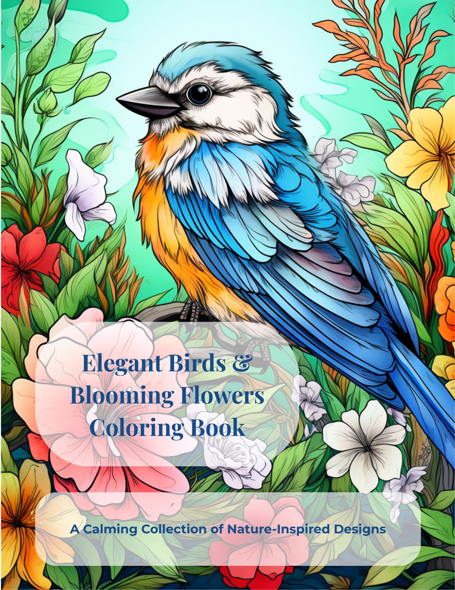 Relaxing Birds and Flowers Coloring Book cover preview